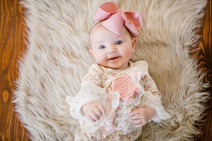 Fur rug at this Studio 3 Month Session by Knoxville Wedding Photographer, Amanda May Photos.
