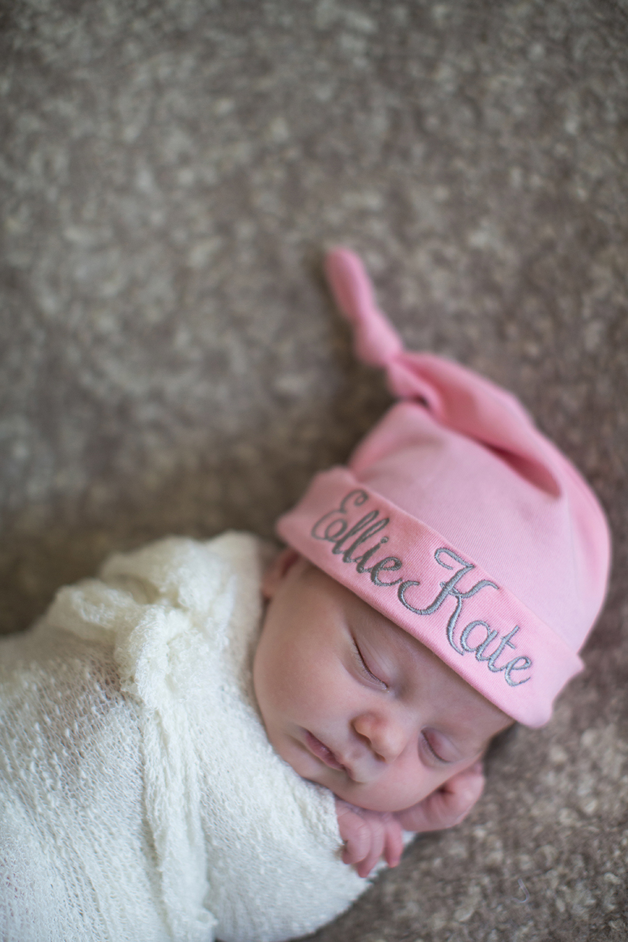 Pink hat at this Tullahoma, TN newborn session by Knoxville Wedding Photographer, Amanda May Photos.