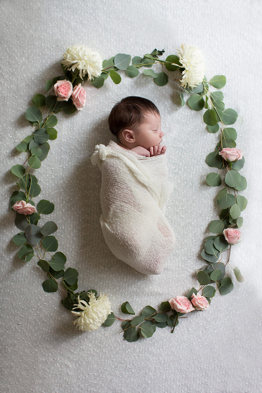 Flower halo at this Tullahoma, TN newborn session by Knoxville Wedding Photographer, Amanda May Photos.