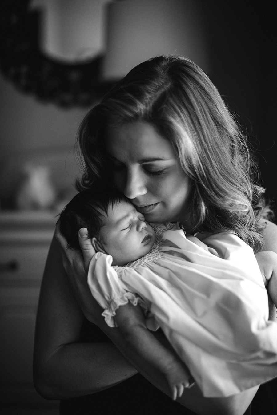 Black and white of mom and baby at this Tullahoma, TN newborn session by Knoxville Wedding Photographer, Amanda May Photos.
