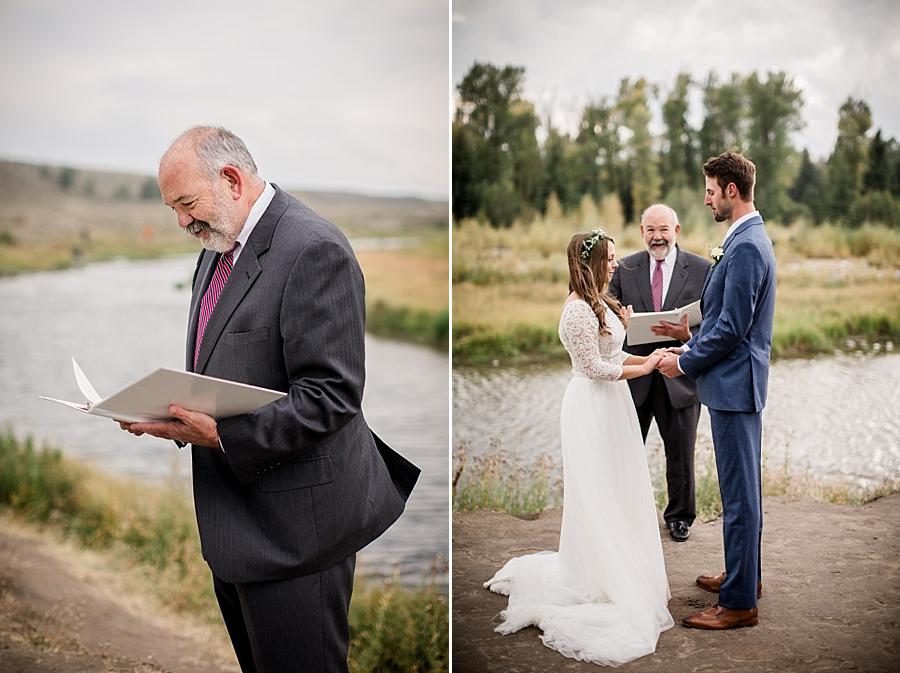Holding hands during ceremony at this Grand Tetons Destination Wedding by Knoxville Wedding Photographer, Amanda May Photos.