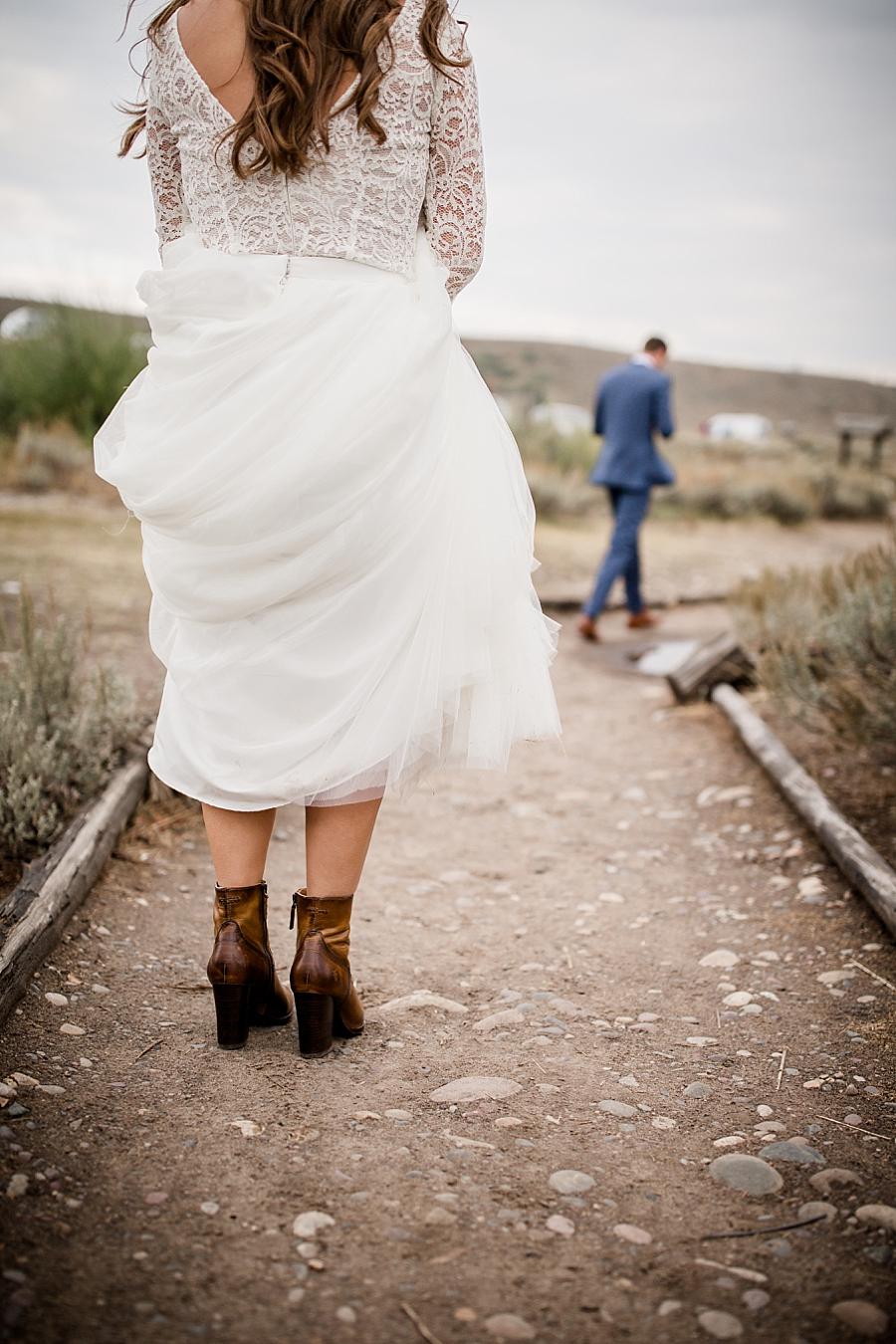 Detail of wedding shoes at this Grand Tetons Destination Wedding by Knoxville Wedding Photographer, Amanda May Photos.
