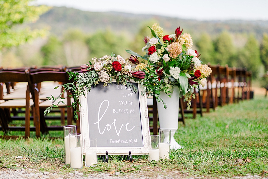 Hand lettered sign at this fall castleton farms wedding