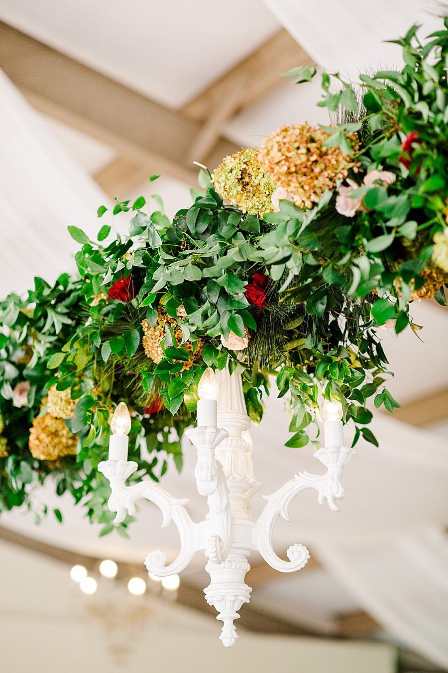 Hanging flowers at this fall castleton farms wedding