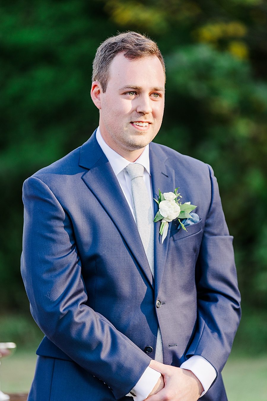 Groom’s reaction to bride at this fall castleton farms wedding