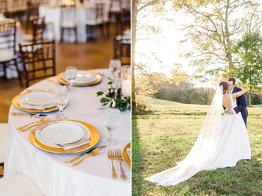 Gold chargers at this fall castleton farms wedding