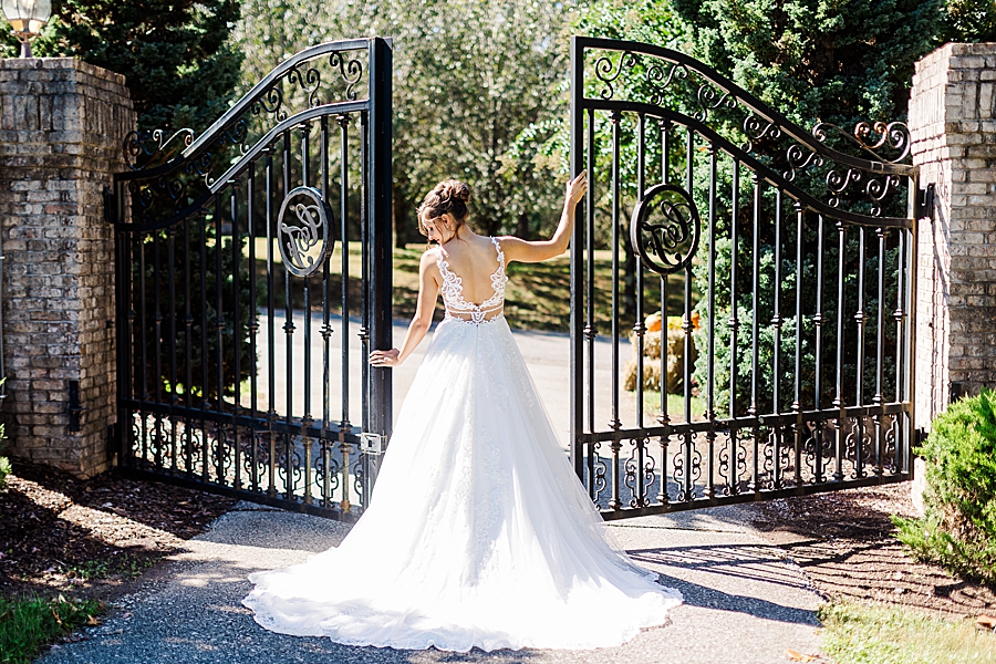 wrought iron gate at this fall wedding at castleton farms