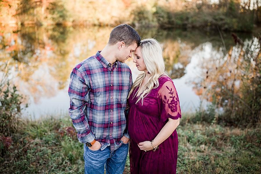 Creek at this farm maternity session by Knoxville Wedding Photographer, Amanda May Photos.