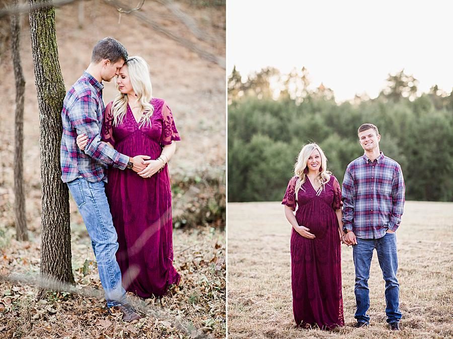 Hands on bump at this farm maternity session by Knoxville Wedding Photographer, Amanda May Photos.