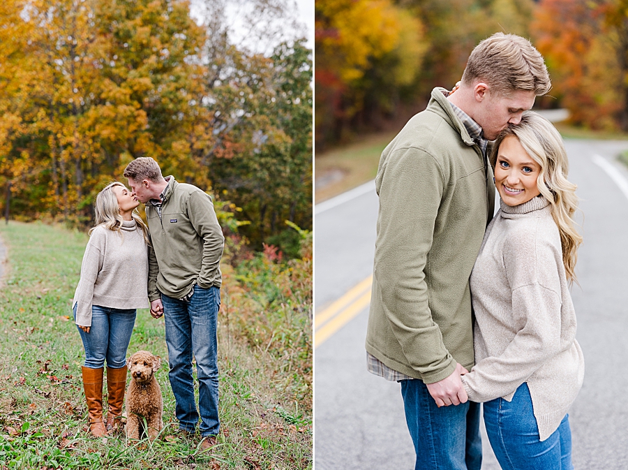 kiss on the temple at this foothills parkway engagement
