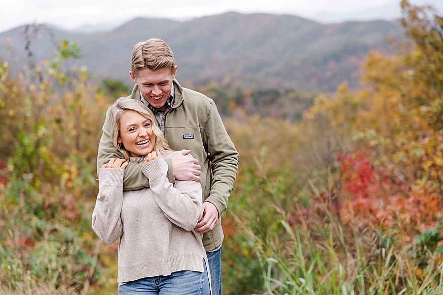 arms around shoulders at this foothills parkway engagement