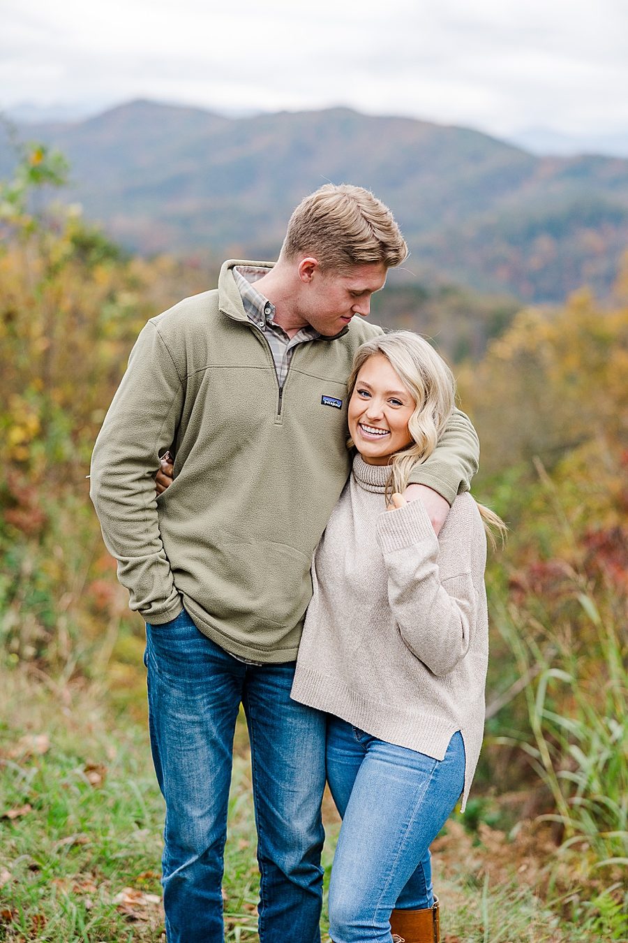 hand in pocket at this foothills parkway engagement