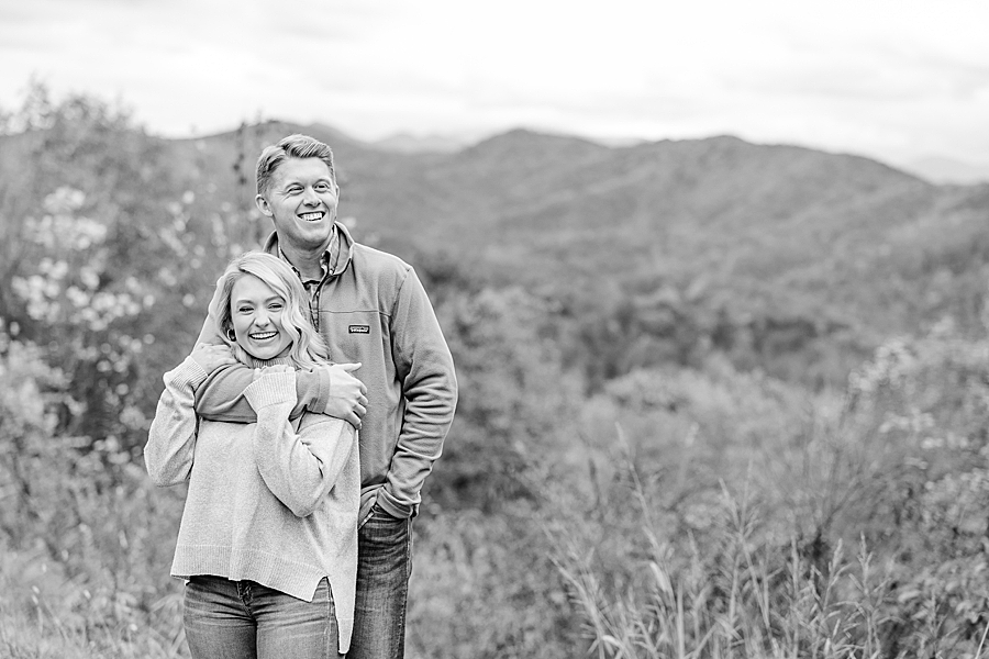 black and white photo at this foothills parkway engagement
