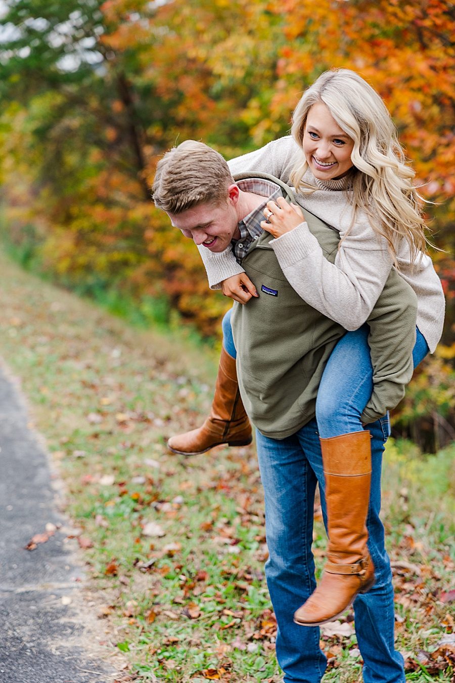 piggyback ride at this foothills parkway engagement