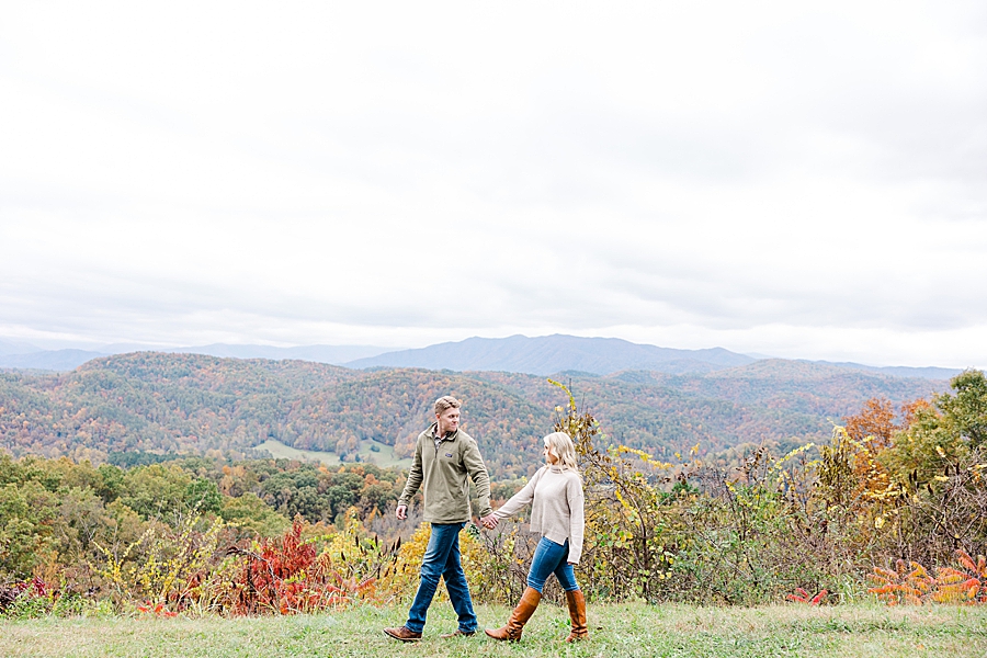 walking by the mountains at this foothills parkway engagement