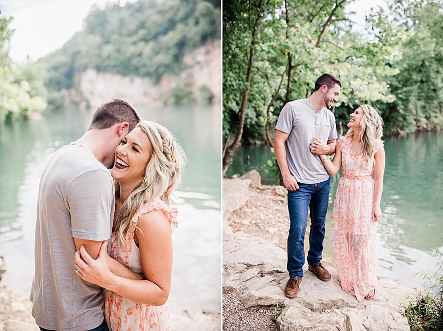 Coral dress at this Forks of the River engagement by Knoxville Wedding Photographer, Amanda May Photos.
