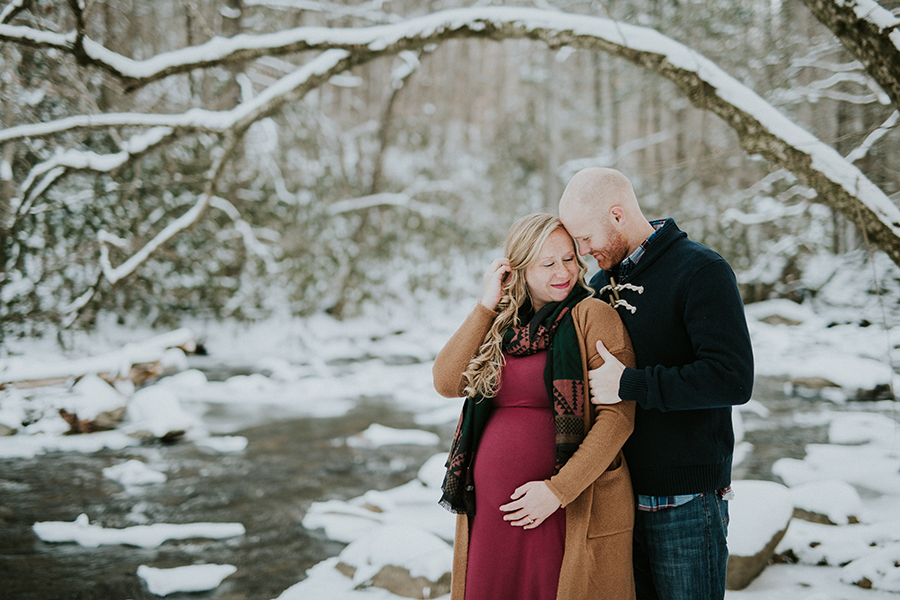  Knoxville, TN Smoky Mountain maternity photos, his hand on her arm.