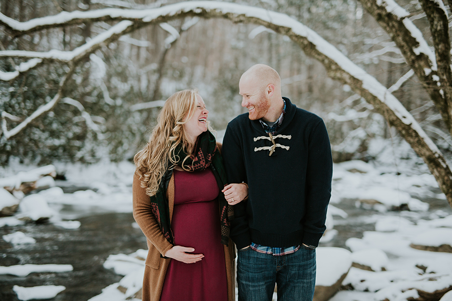  Knoxville, TN Smoky Mountain maternity photos, laughing together.