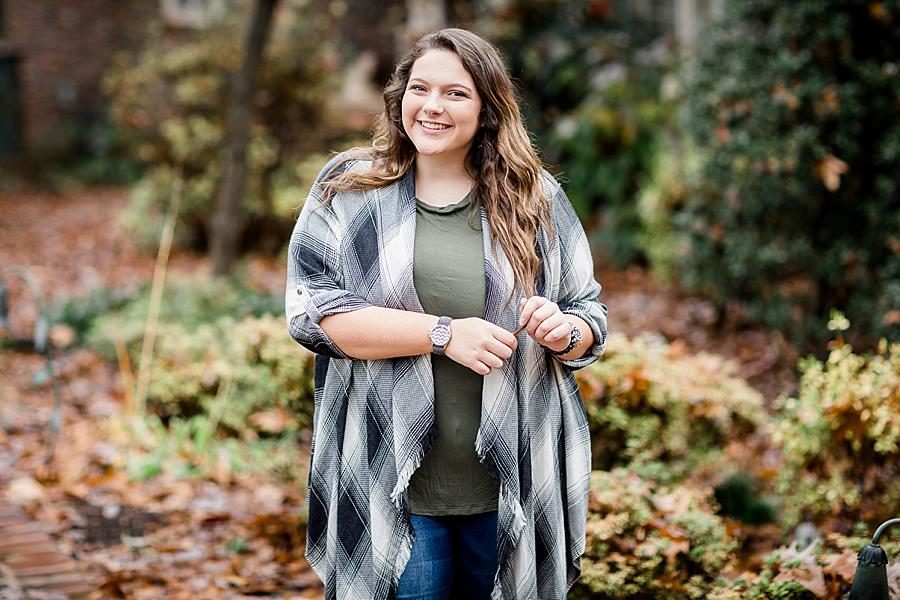 Plaid poncho at this Fox Den Session by Knoxville Wedding Photographer, Amanda May Photos.