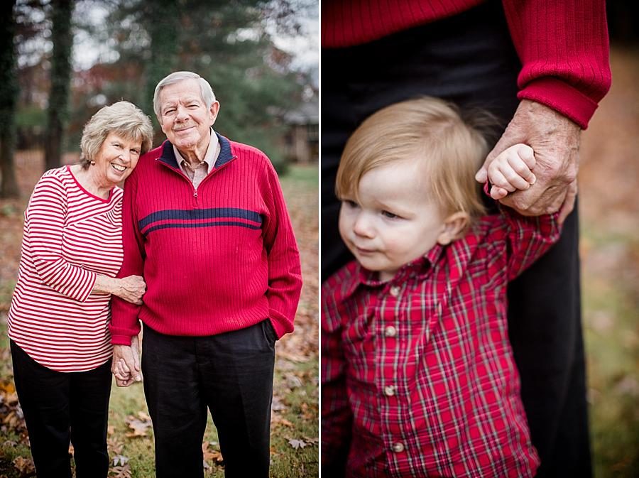 Holding grandpa's hand at this Fox Den Session by Knoxville Wedding Photographer, Amanda May Photos.