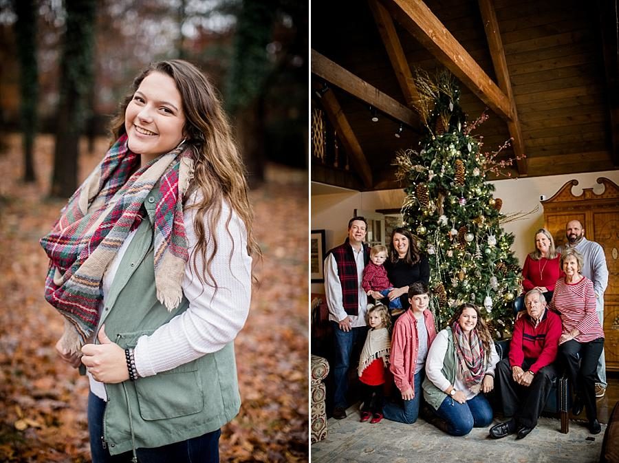 Christmas tree at this Fox Den Session by Knoxville Wedding Photographer, Amanda May Photos.