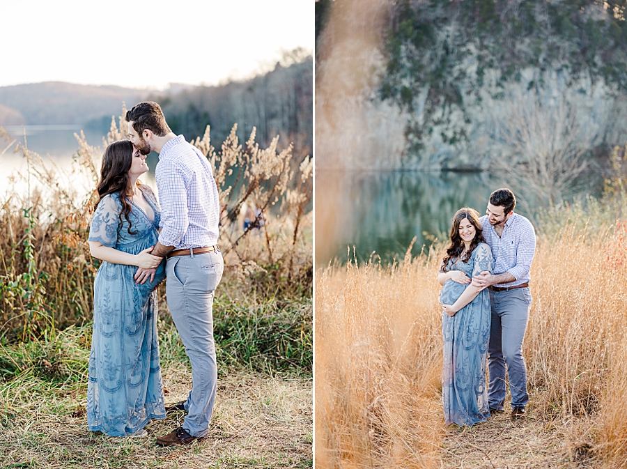 kiss on the forehead at golden melton hill maternity session