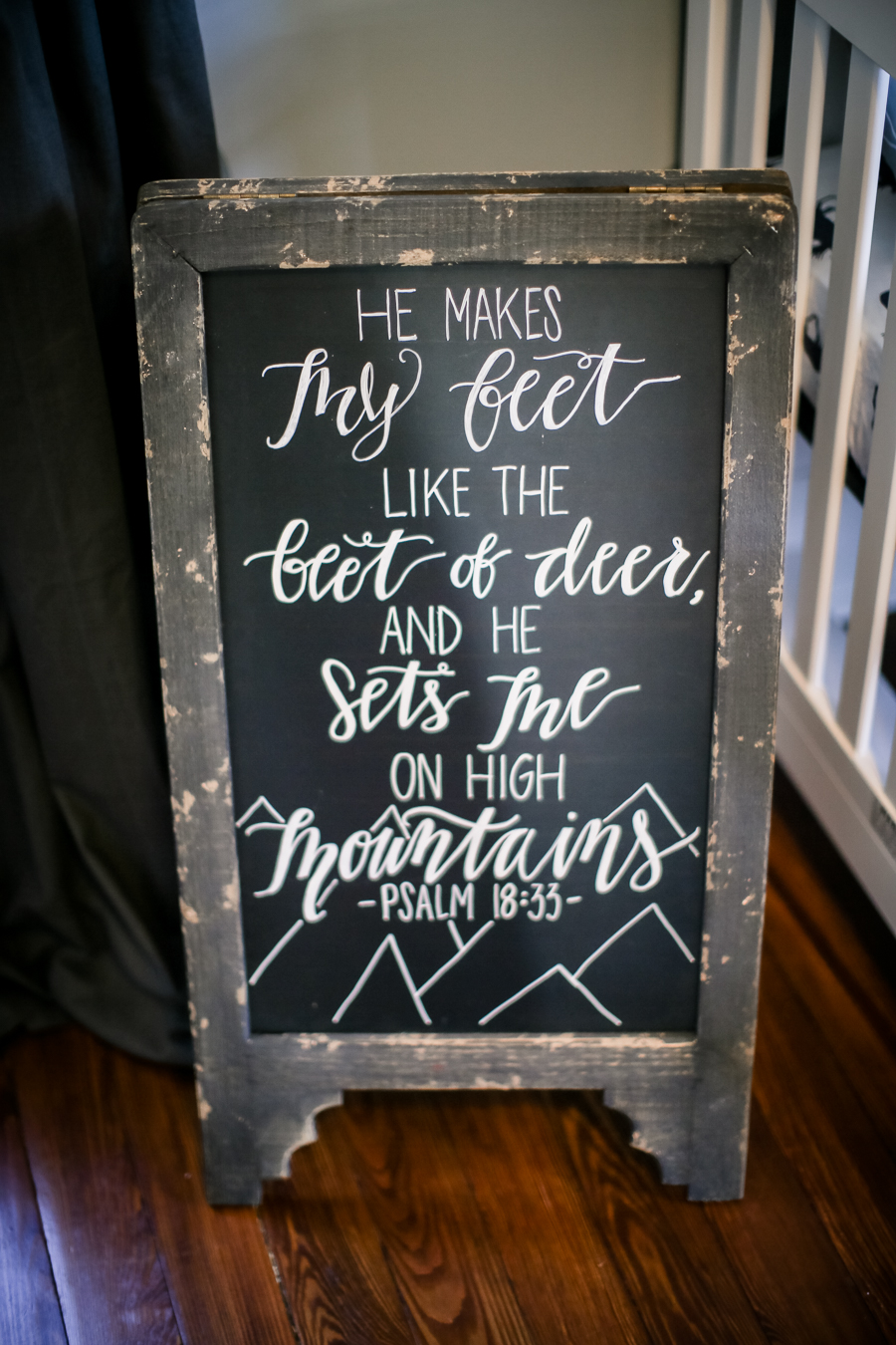 Chalk board sign in the nursery by Knoxville Wedding Photographer, Amanda May Photos.