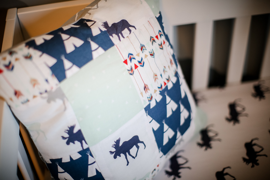 Matching pillow in the nursery by Knoxville Wedding Photographer, Amanda May Photos.