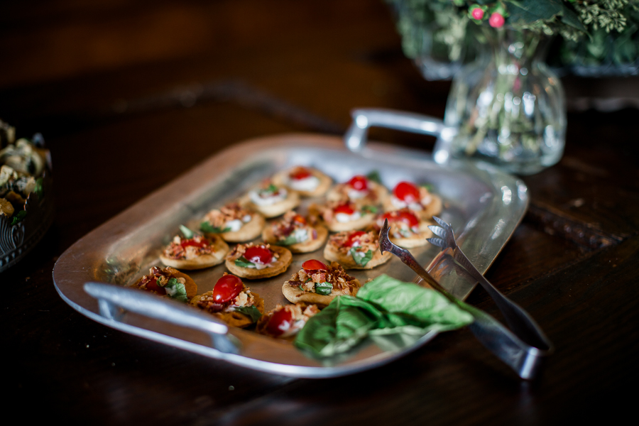 Creative Catering cracker appetizer at the open house of Knoxville Wedding Venue, Hunter Valley Farm, by Knoxville Wedding Photographer, Amanda May Photos.