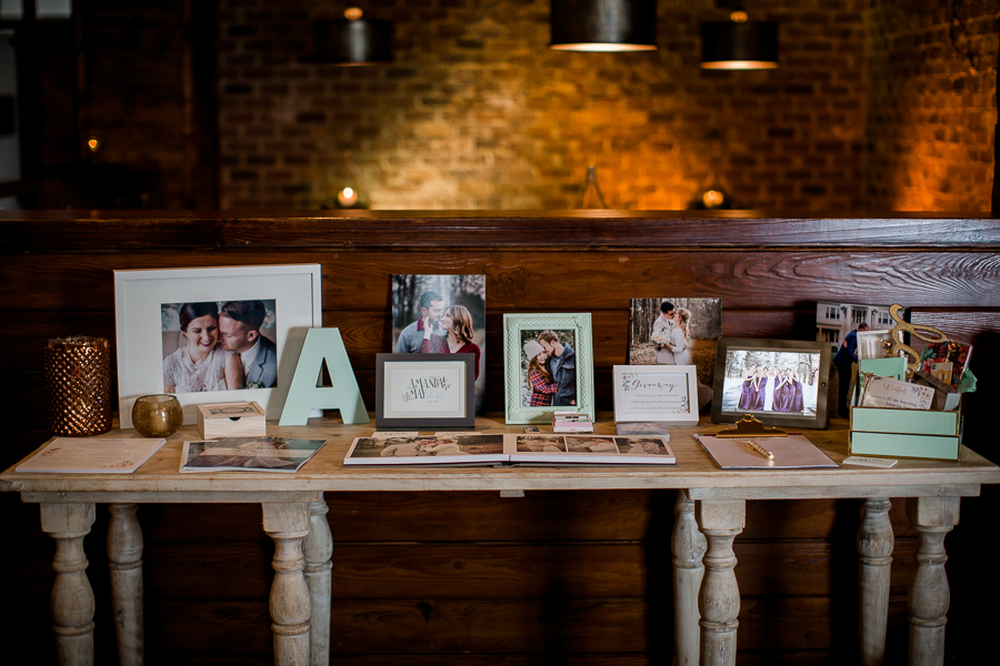 Amanda May Photos table at the open house of Knoxville Wedding Venue, Hunter Valley Farm, by Knoxville Wedding Photographer, Amanda May Photos.