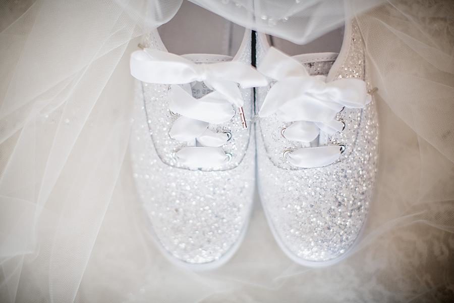 Glitter Keds at this Toqua Campground Wedding by Knoxville Wedding Photographer, Amanda May Photos.