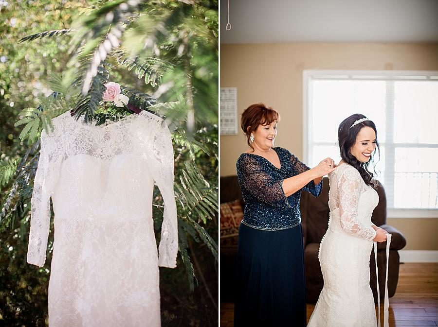 Lace dress at this Toqua Campground Wedding by Knoxville Wedding Photographer, Amanda May Photos.