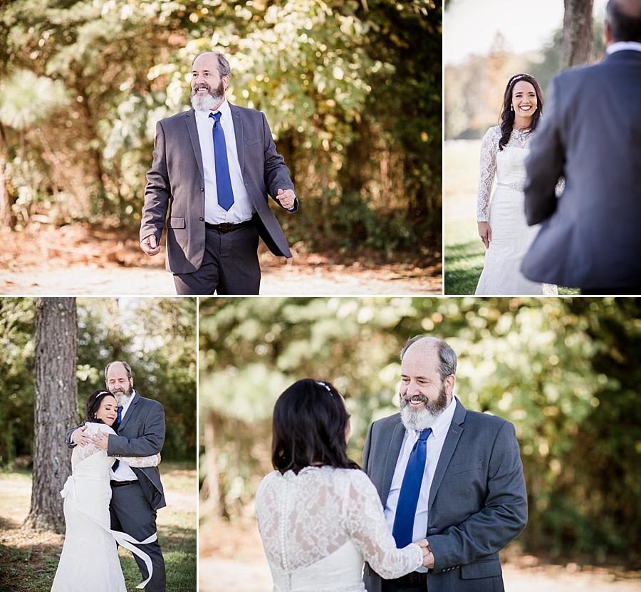 Dad first look at this Toqua Campground Wedding by Knoxville Wedding Photographer, Amanda May Photos.