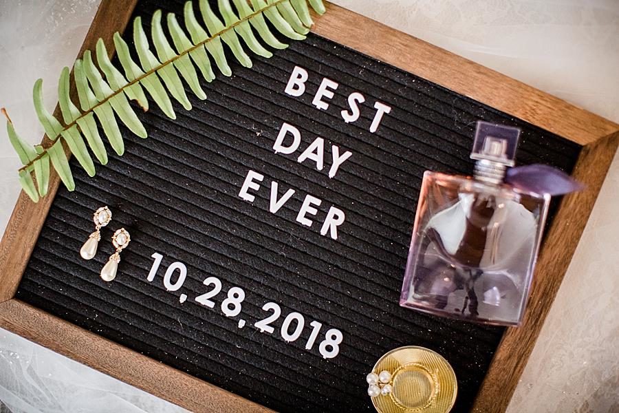 Letterboard at this Toqua Campground Wedding by Knoxville Wedding Photographer, Amanda May Photos.
