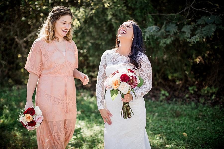 Laughter at this Toqua Campground Wedding by Knoxville Wedding Photographer, Amanda May Photos.