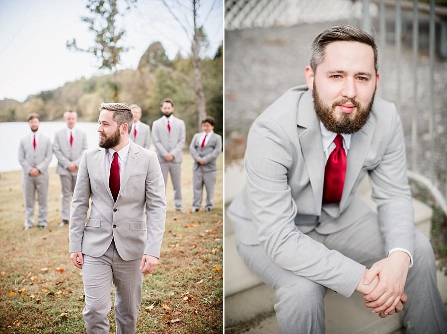 Bearded groom at this Toqua Campground Wedding by Knoxville Wedding Photographer, Amanda May Photos.