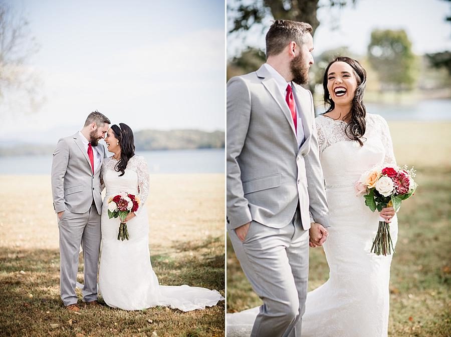 Foreheads together at this Toqua Campground Wedding by Knoxville Wedding Photographer, Amanda May Photos.