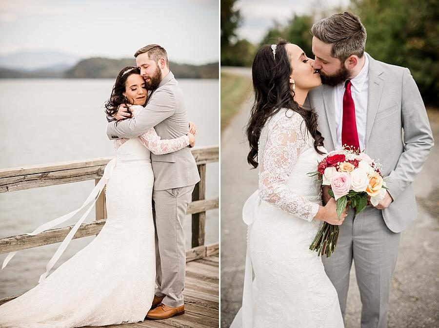 Hugs and kisses at this Toqua Campground Wedding by Knoxville Wedding Photographer, Amanda May Photos.