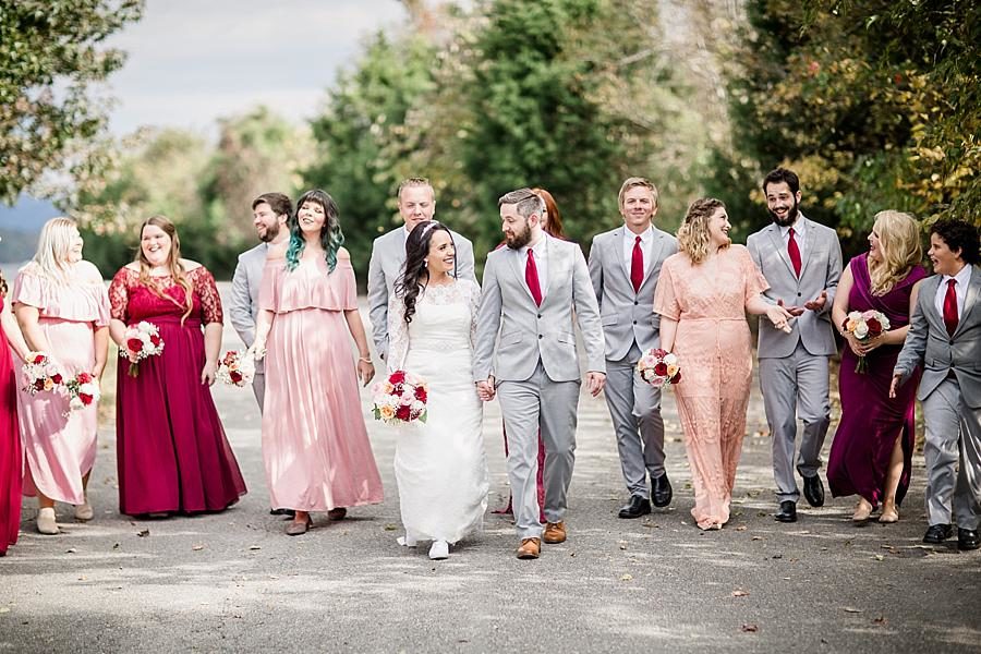 All together at this Toqua Campground Wedding by Knoxville Wedding Photographer, Amanda May Photos.