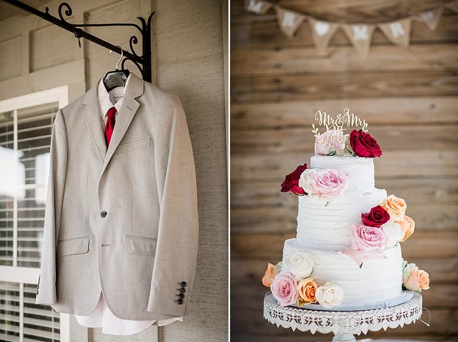 Mr. & Mrs. cake topper at this Toqua Campground Wedding by Knoxville Wedding Photographer, Amanda May Photos.