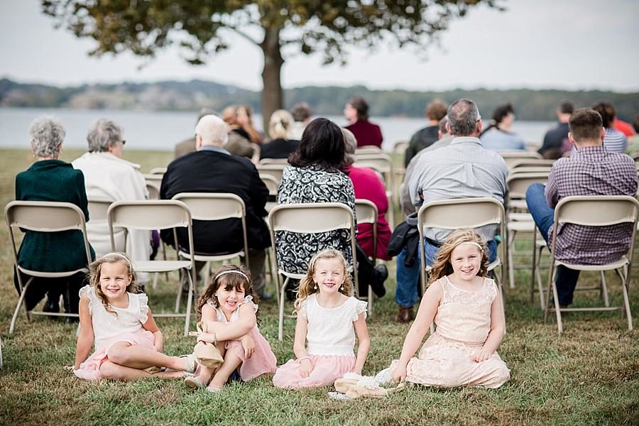 Flower girls at this Toqua Campground Wedding by Knoxville Wedding Photographer, Amanda May Photos.