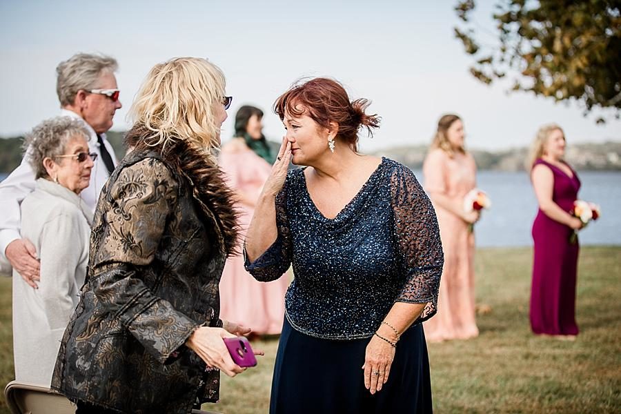 Guests' reactions at this Toqua Campground Wedding by Knoxville Wedding Photographer, Amanda May Photos.