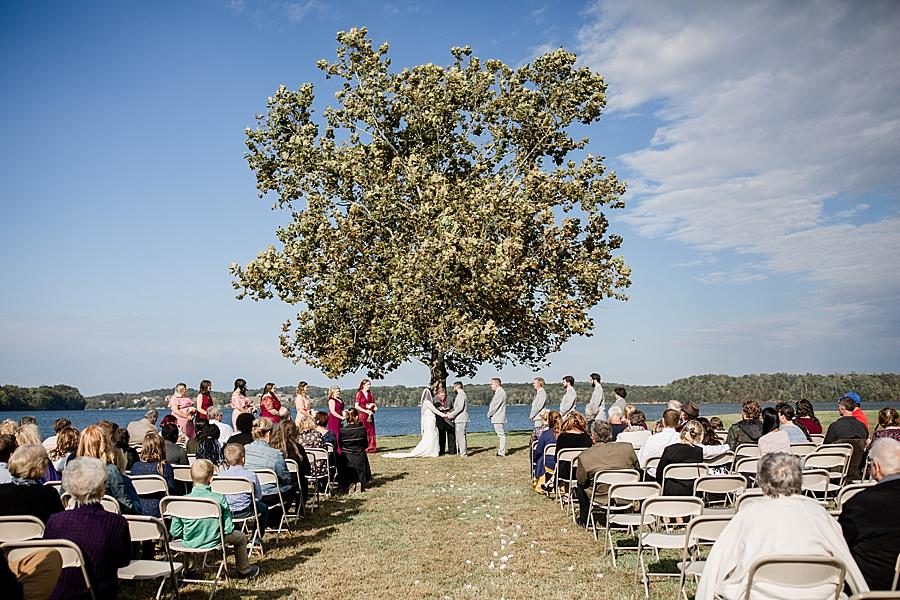 Married under an oak at this Toqua Campground Wedding by Knoxville Wedding Photographer, Amanda May Photos.