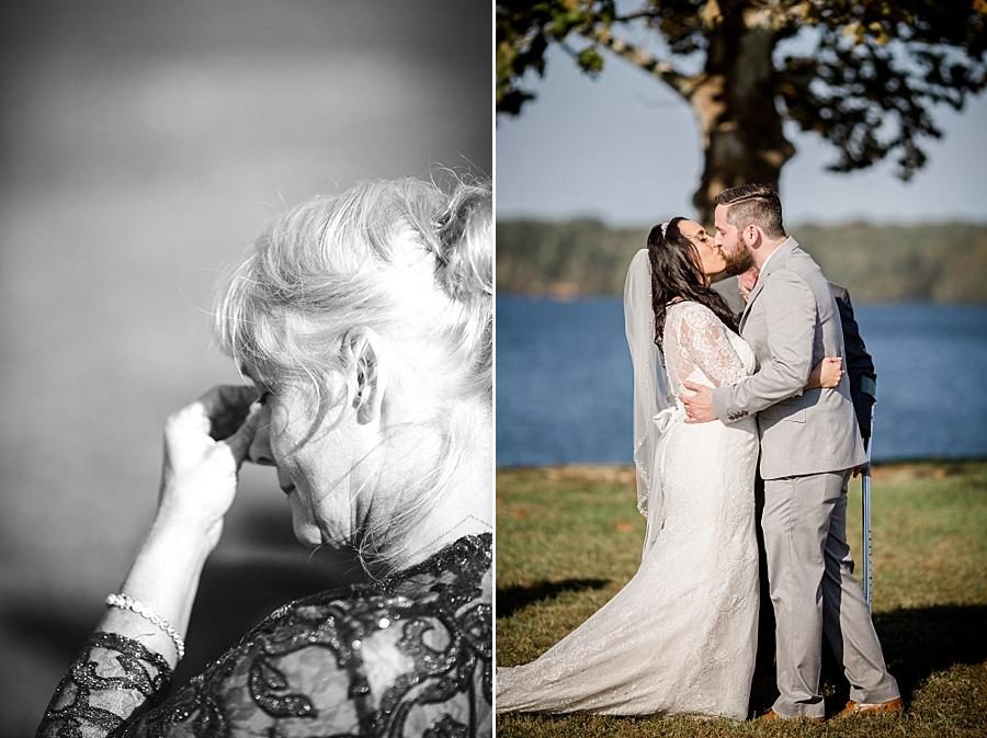 You may kiss the bride at this Toqua Campground Wedding by Knoxville Wedding Photographer, Amanda May Photos.