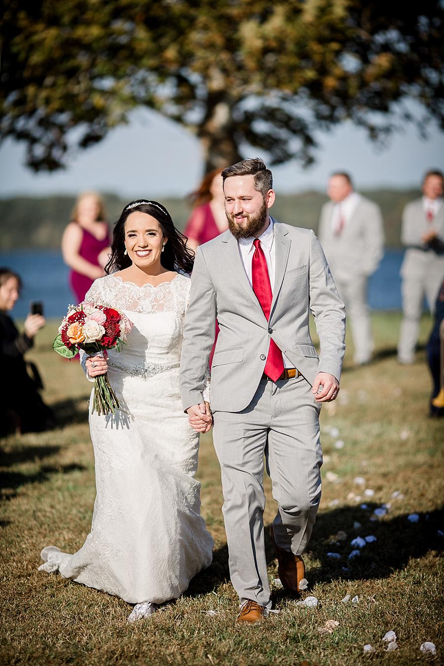 The recessional at this Toqua Campground Wedding by Knoxville Wedding Photographer, Amanda May Photos.