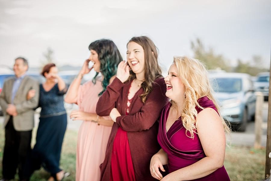 Red lipstick at this Toqua Campground Wedding by Knoxville Wedding Photographer, Amanda May Photos.