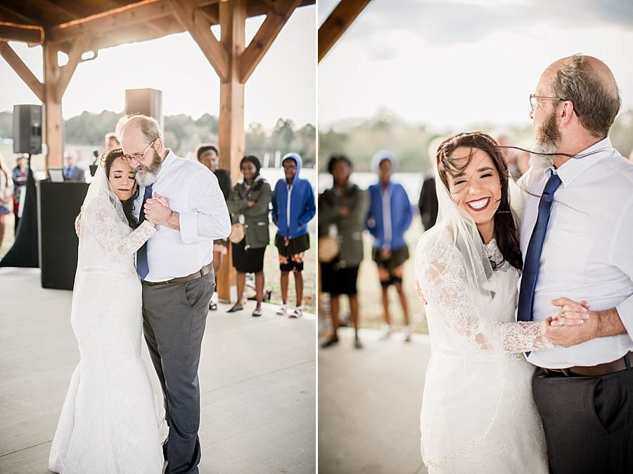 Father daughter dance at this Toqua Campground Wedding by Knoxville Wedding Photographer, Amanda May Photos.