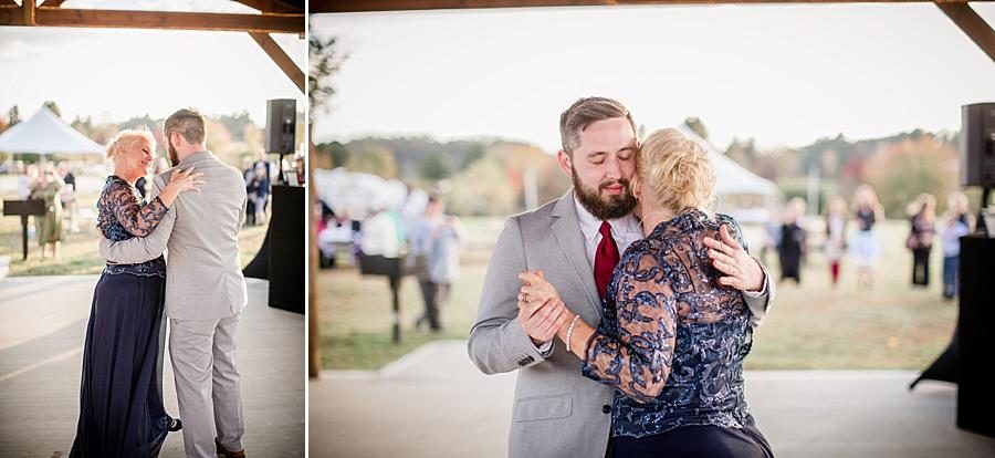 Mother son dance at this Toqua Campground Wedding by Knoxville Wedding Photographer, Amanda May Photos.