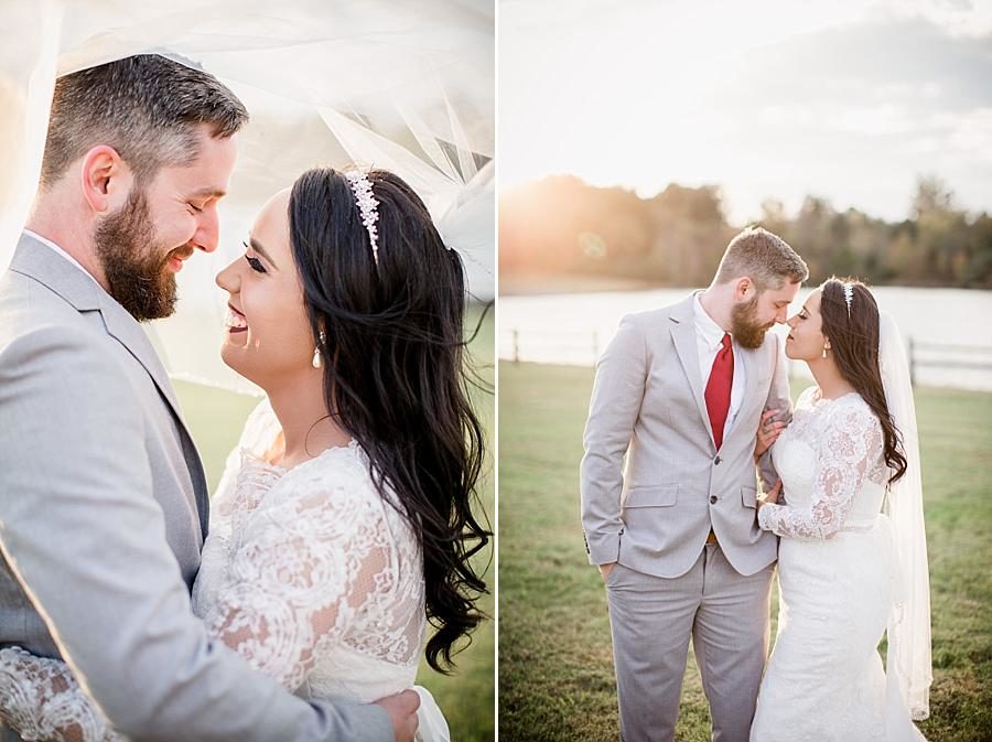 Under the veil at this Toqua Campground Wedding by Knoxville Wedding Photographer, Amanda May Photos.