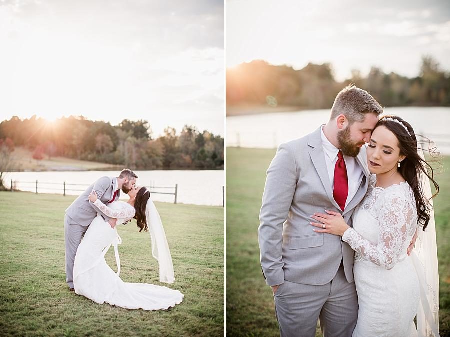 Dip kiss at this Toqua Campground Wedding by Knoxville Wedding Photographer, Amanda May Photos.